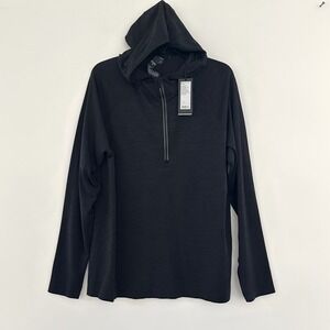 NWT Rhone Reign Tech 1/4 Zip Hoodie Large Black Athletic Pullover Long Sleeve